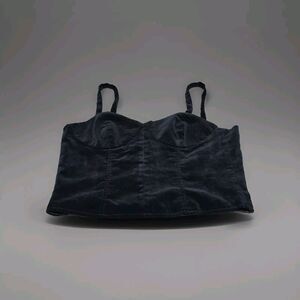 Vintage Esprit Velour Velvet Cami Corset Bustier, Black, Sz 7/8 90's Y2K